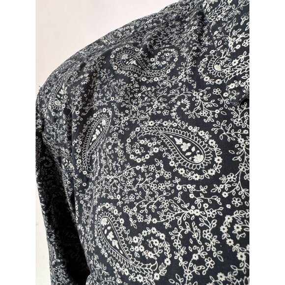 Cowboy Hardware Mens Paisley Long Sleeve Button-Up Shirt M Black White 100% Cott - Picture 7 of 16